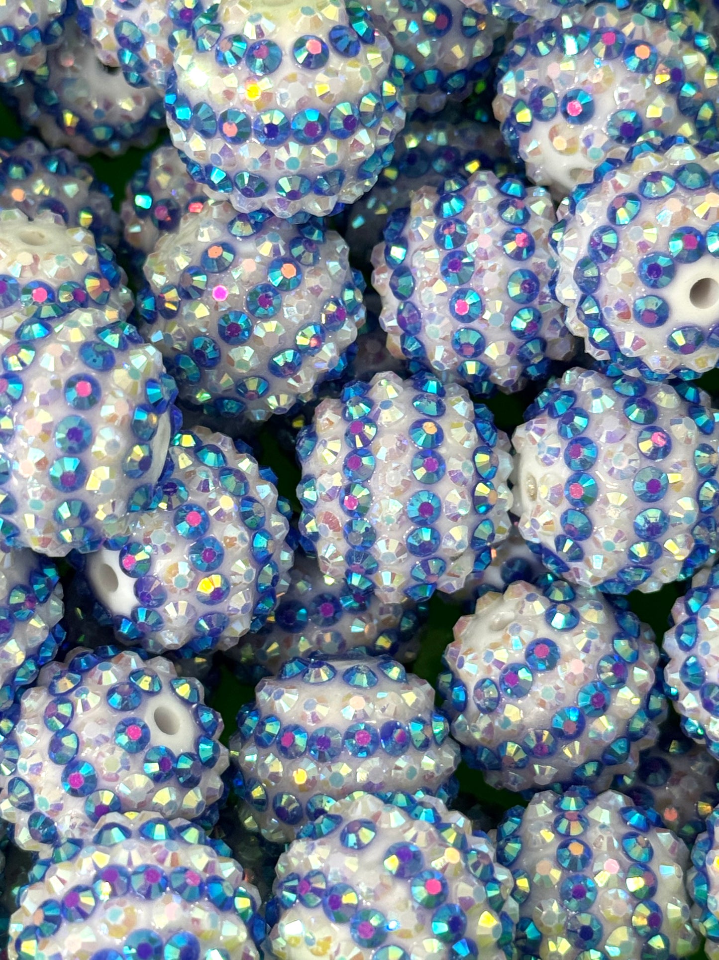 Rhinestone 20mm Acrylic ~ Blue White Stripe