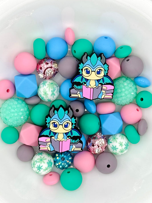Silicone & Acrylic Bead Mix (48pc) ~ Once Upon A Dragon