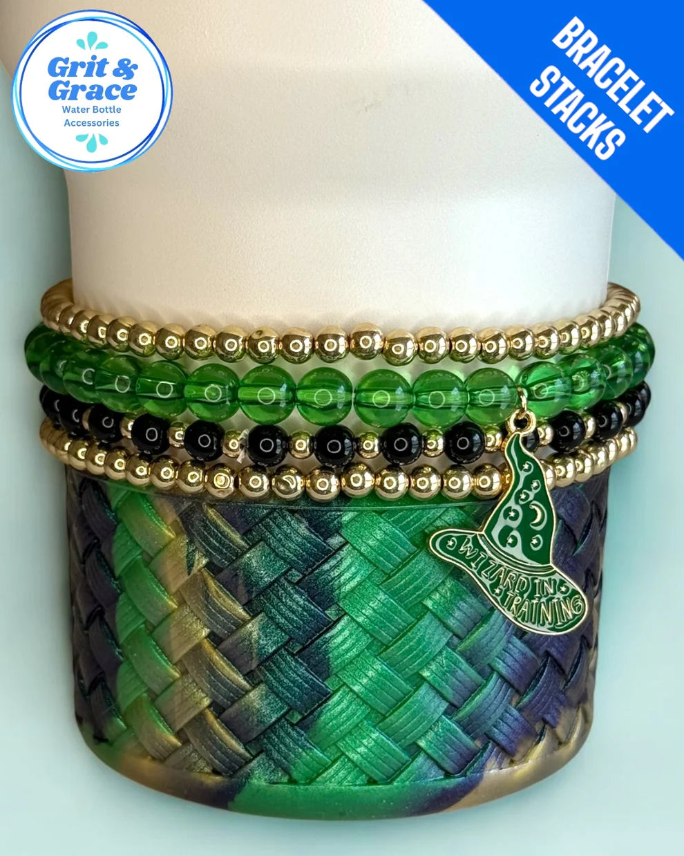 Green Witch Stretchy Cup Bracelets (Set of 4)