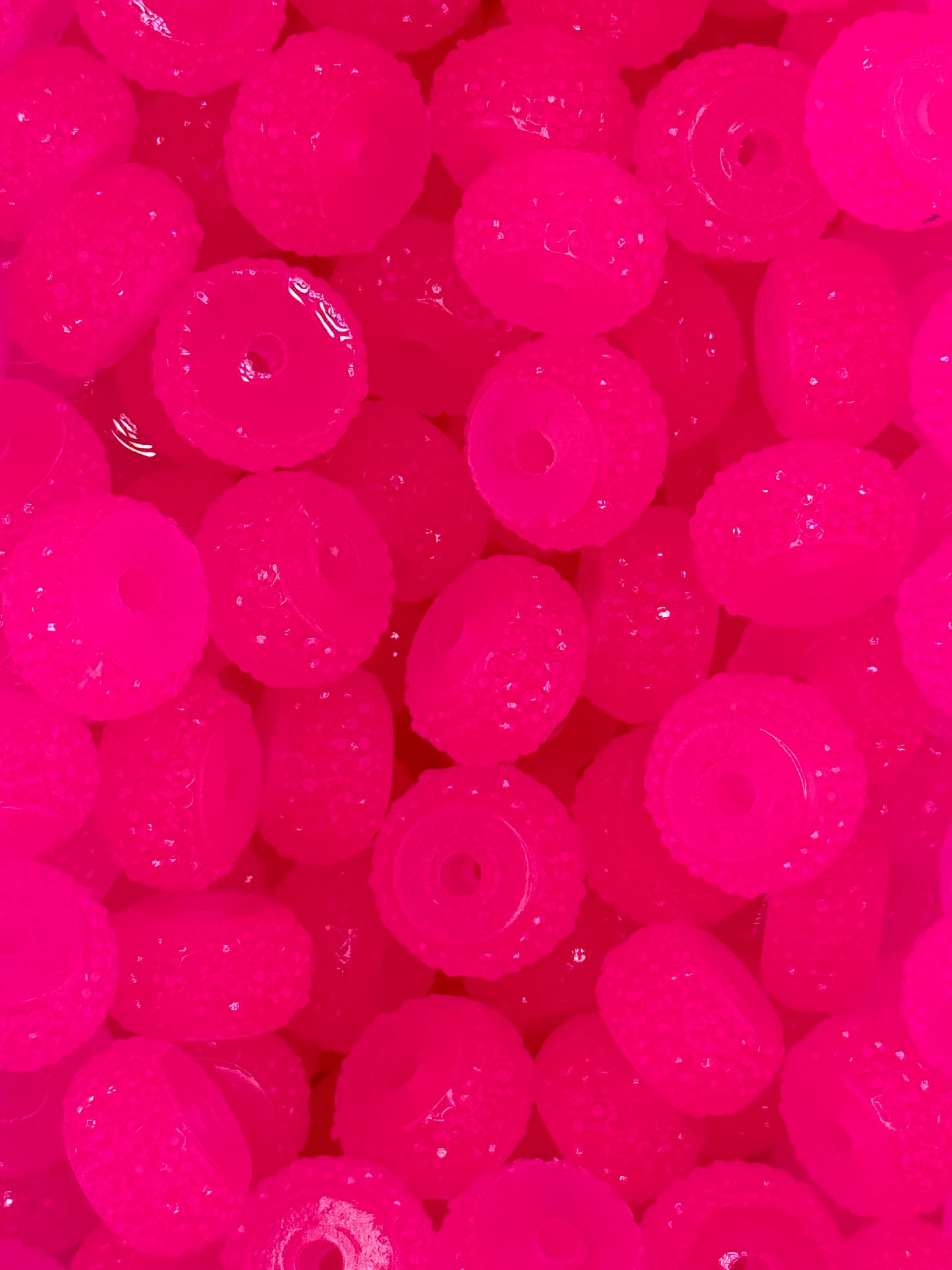 Resin Rhinestone Spacer 12mm ~ Glow Fuchsia (10ct)