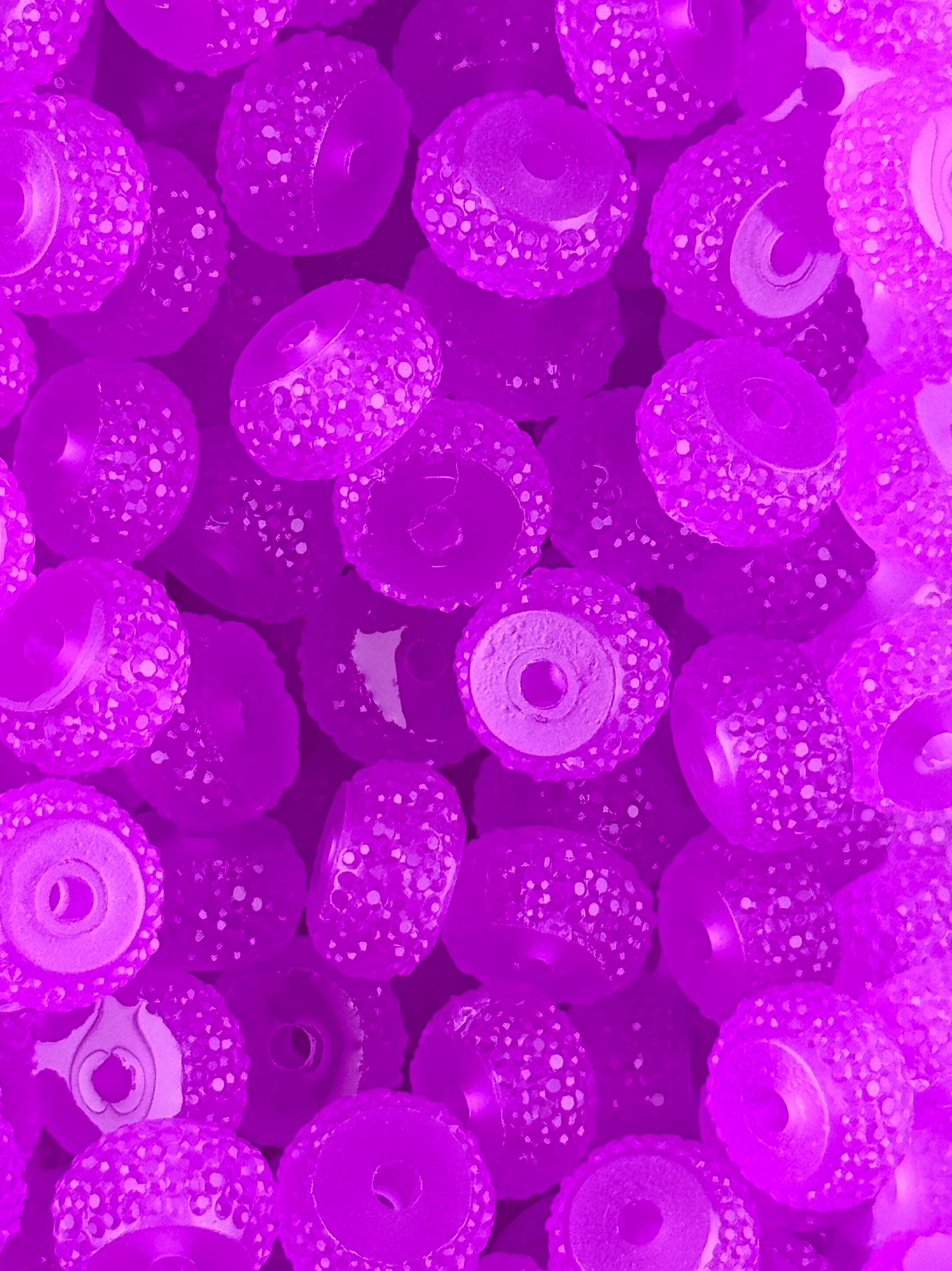 Resin Rhinestone Spacer 12mm ~ Glow Purple (10ct)