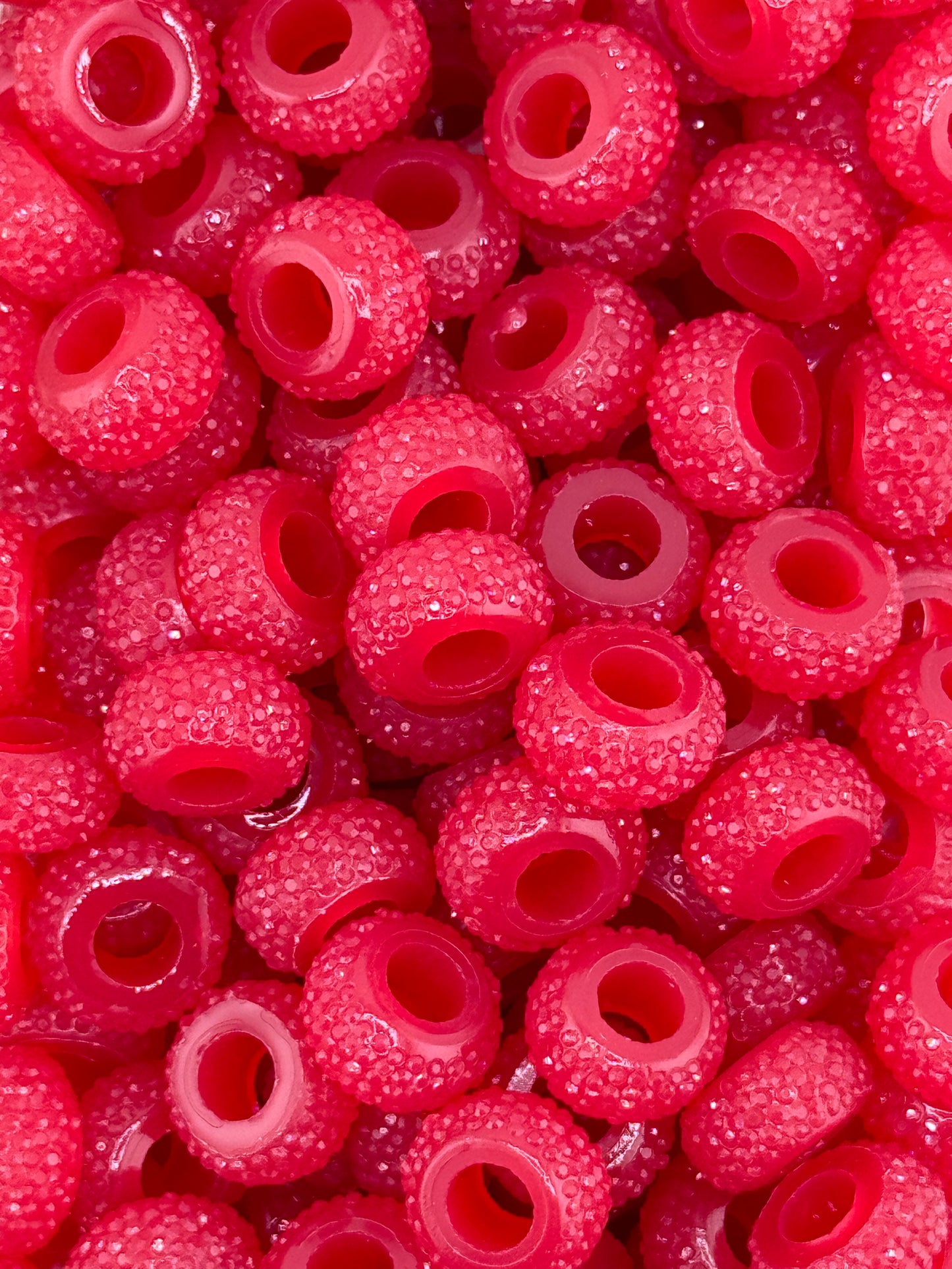 Resin Rhinestone Spacer 12mm ~ Narrow Large Hole ~ Christmas Red (10ct)