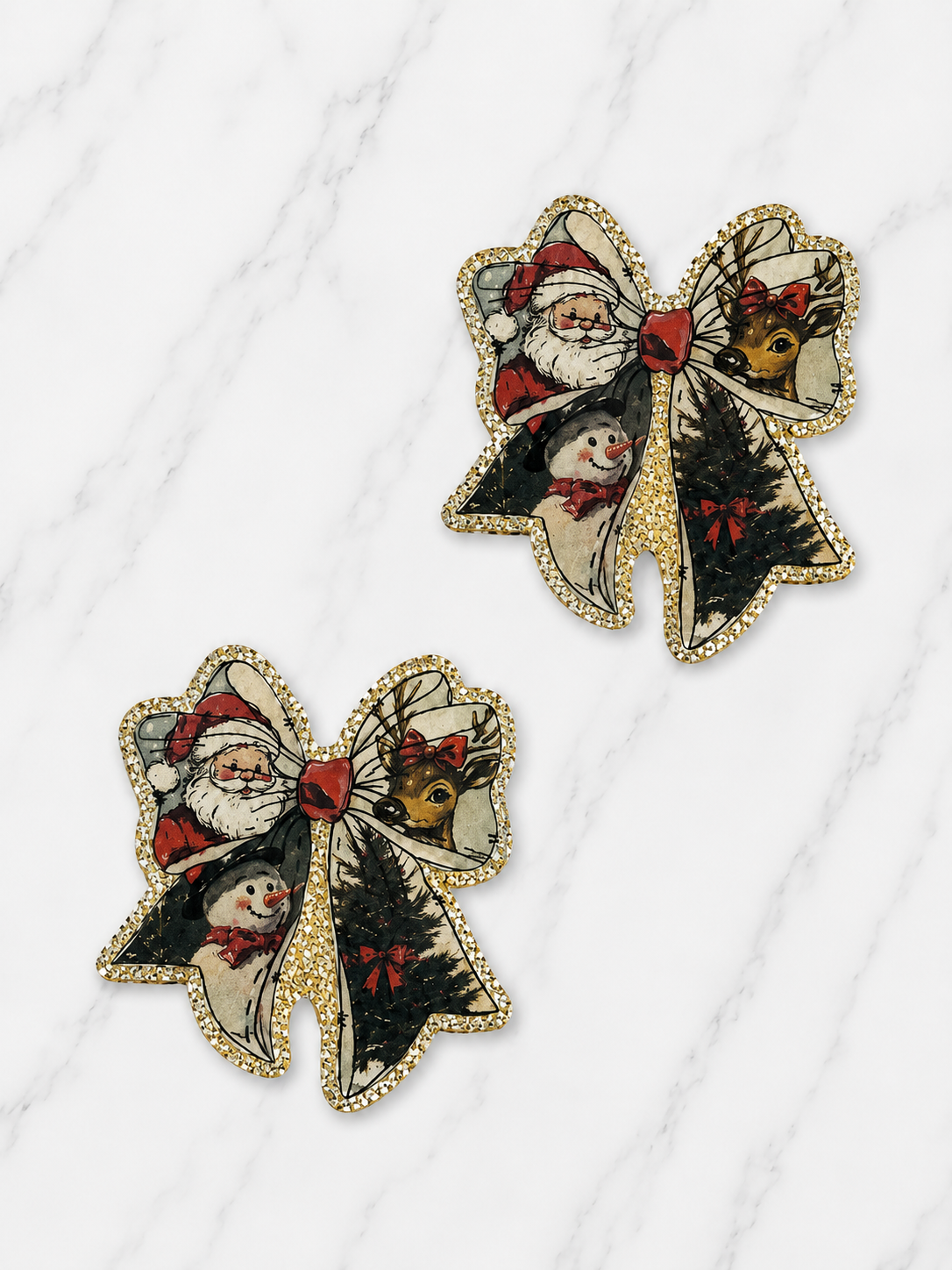 Glitter Acrylic Flatback ~ 225 ~ Classic Christmas Bow