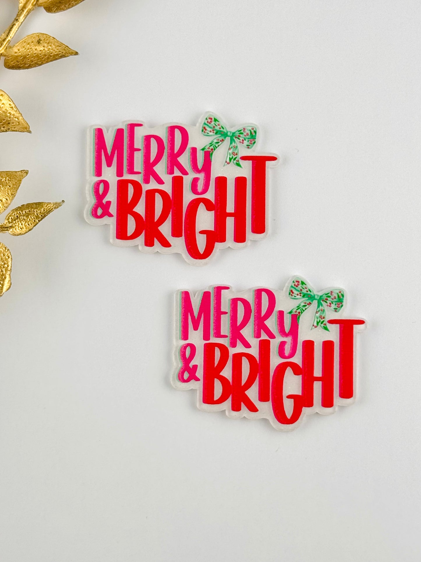 Glitter Acrylic Flatback ~ 228 ~ Merry & Bright