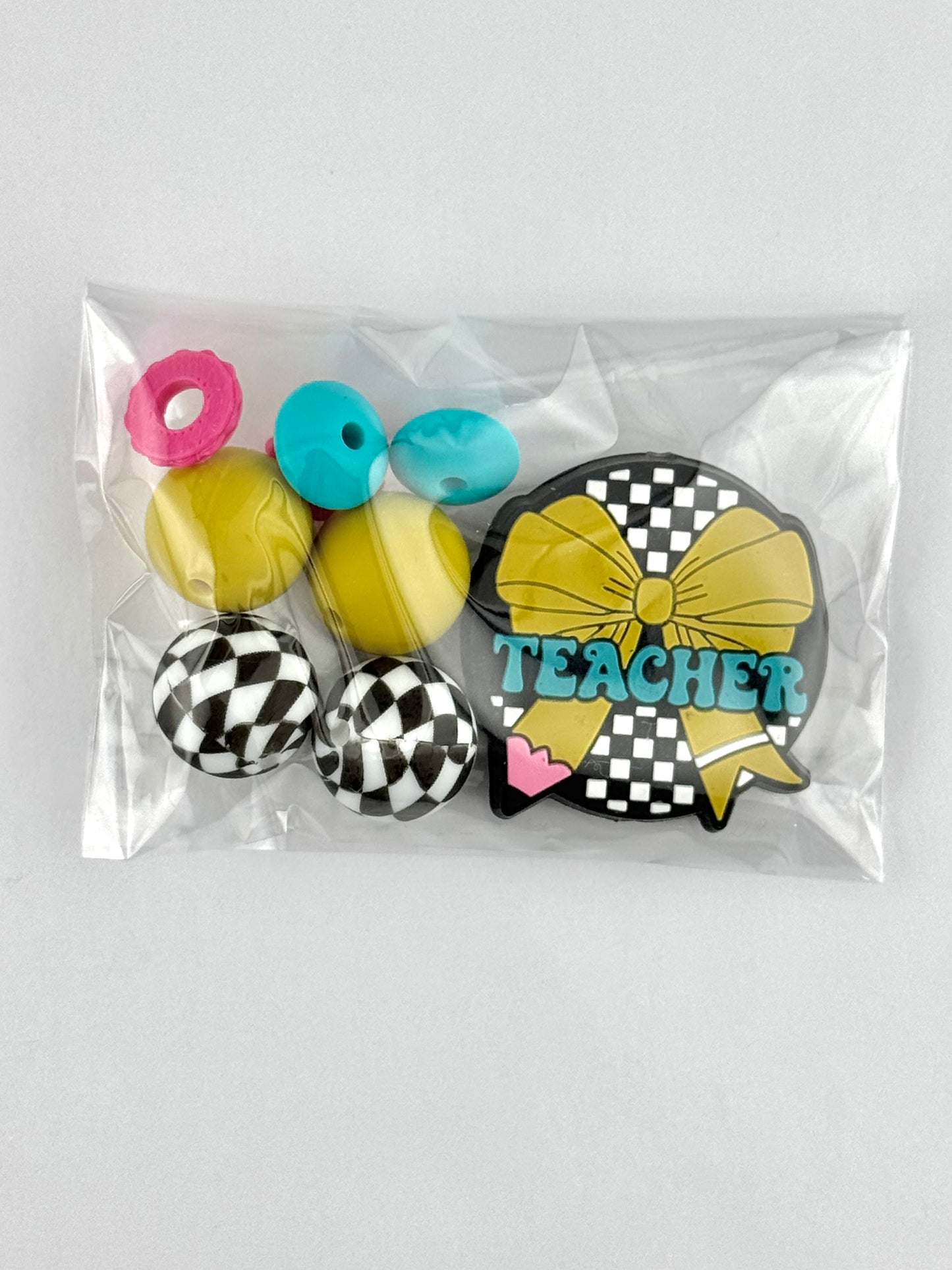 Bead Bag - Checker Bow Teacher