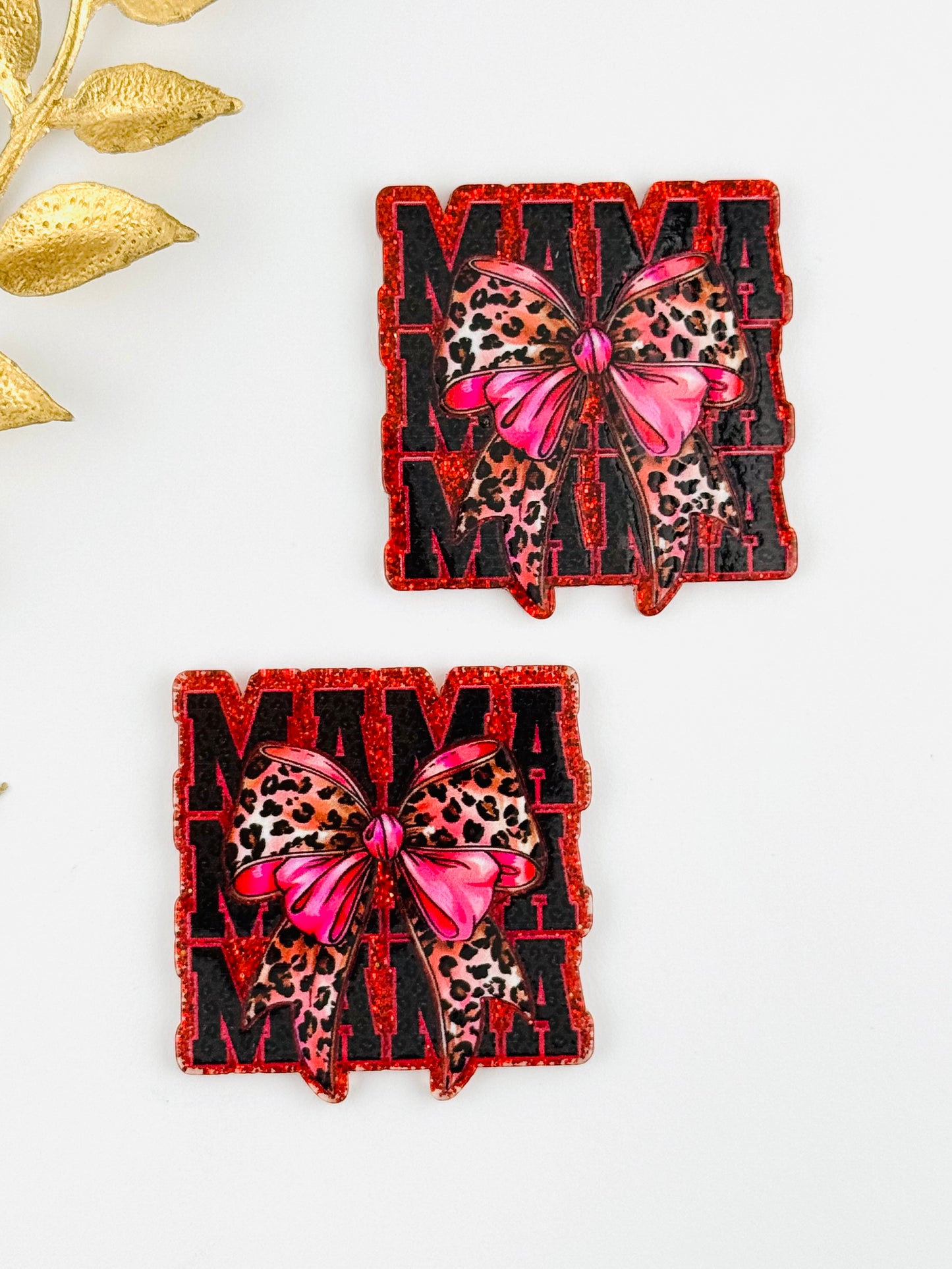 Glitter Acrylic Flatback ~ 251 ~ Cheetah Mama Stack