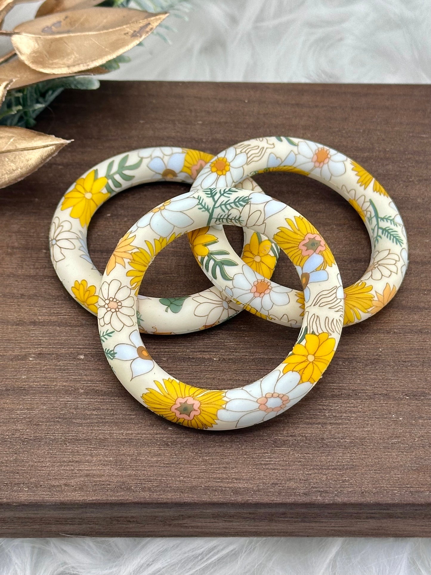 Printed Boho Floral Silicone Ring 65mm