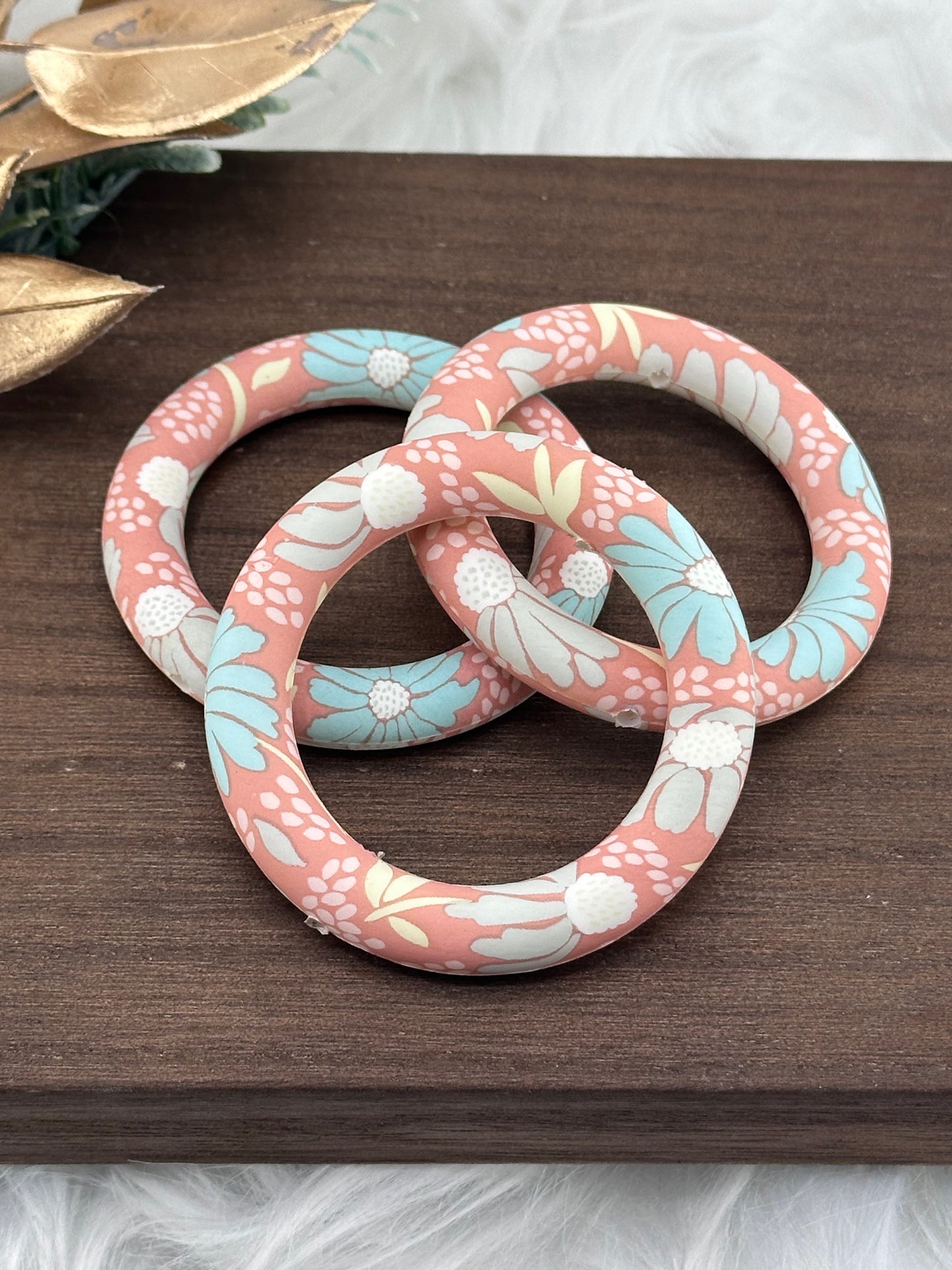 Printed Coral Floral Silicone Ring 65mm