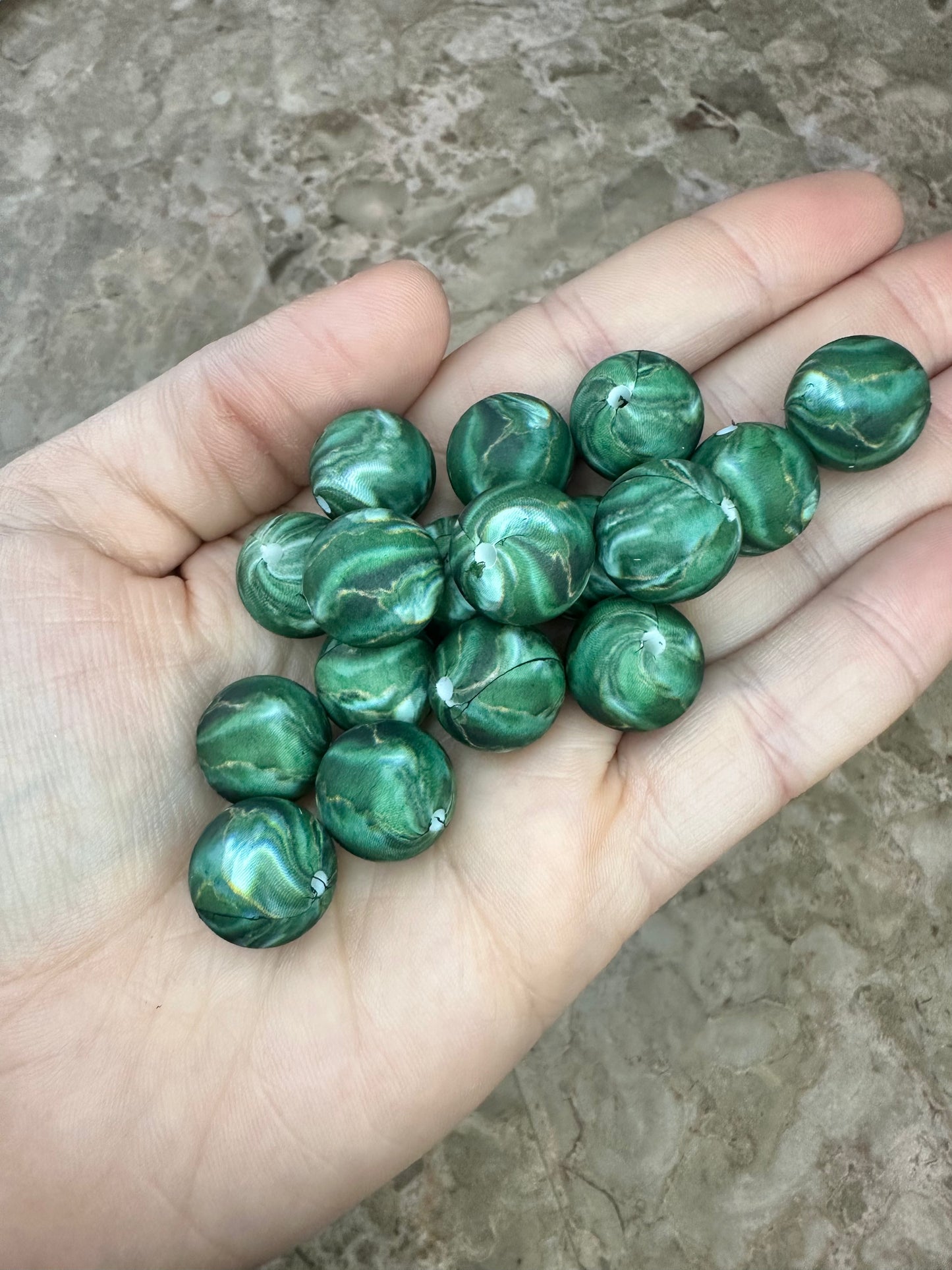 Custom Gold and Green Marble 15mm Print