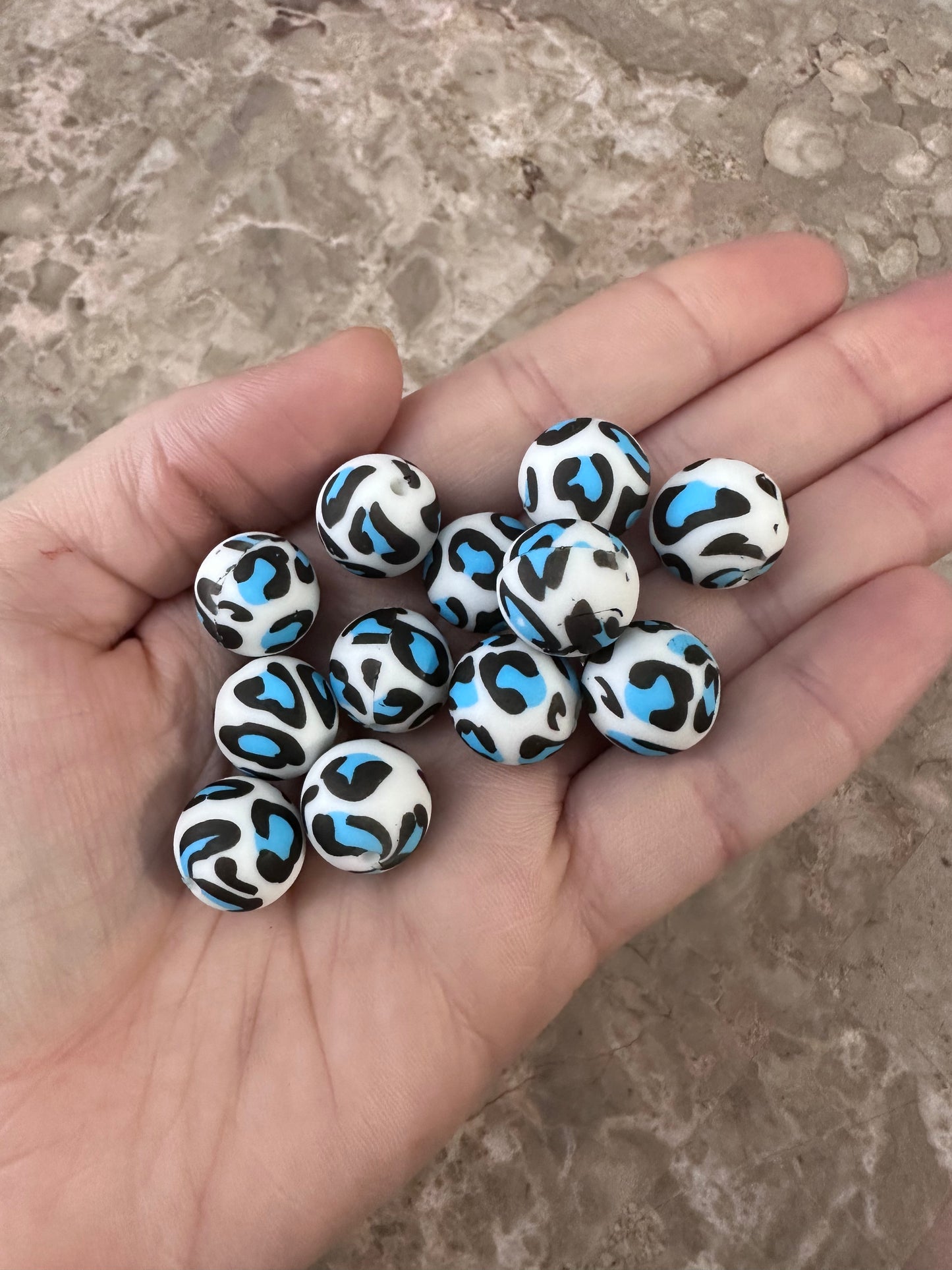 White Blue Leopard Print