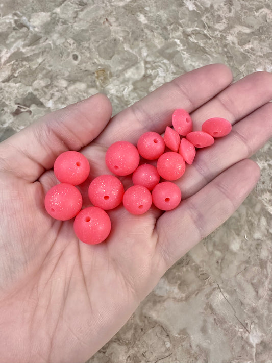 Strawberry Red Glitter Beads