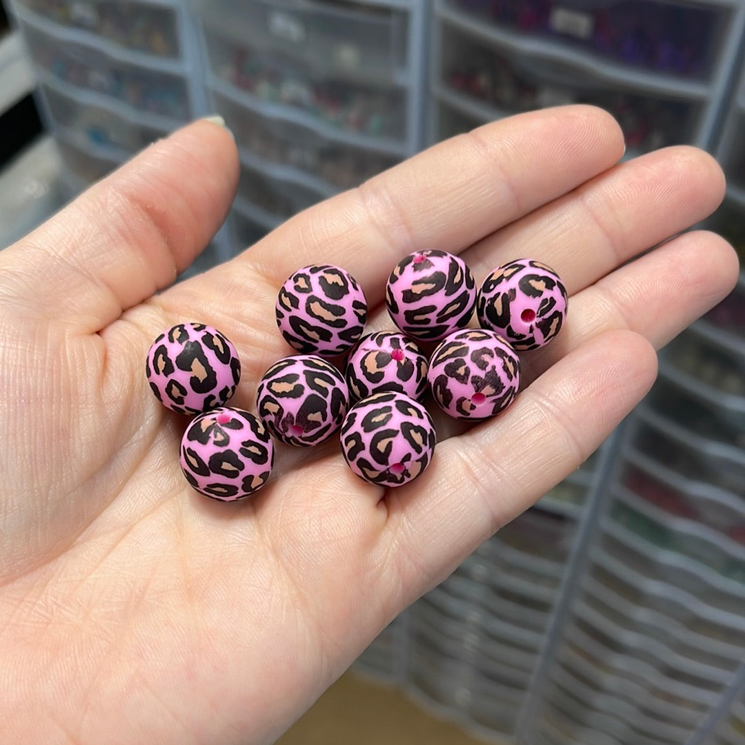 P176 Bright Pink Leopard 15mm Print (IS)