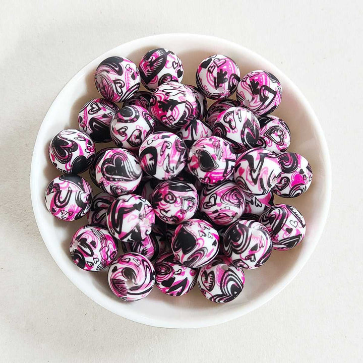 P3 Black Pink Heart 15mm Print