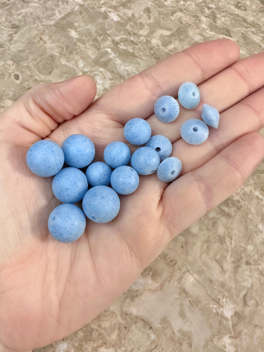 Blue Bird Glitter Beads