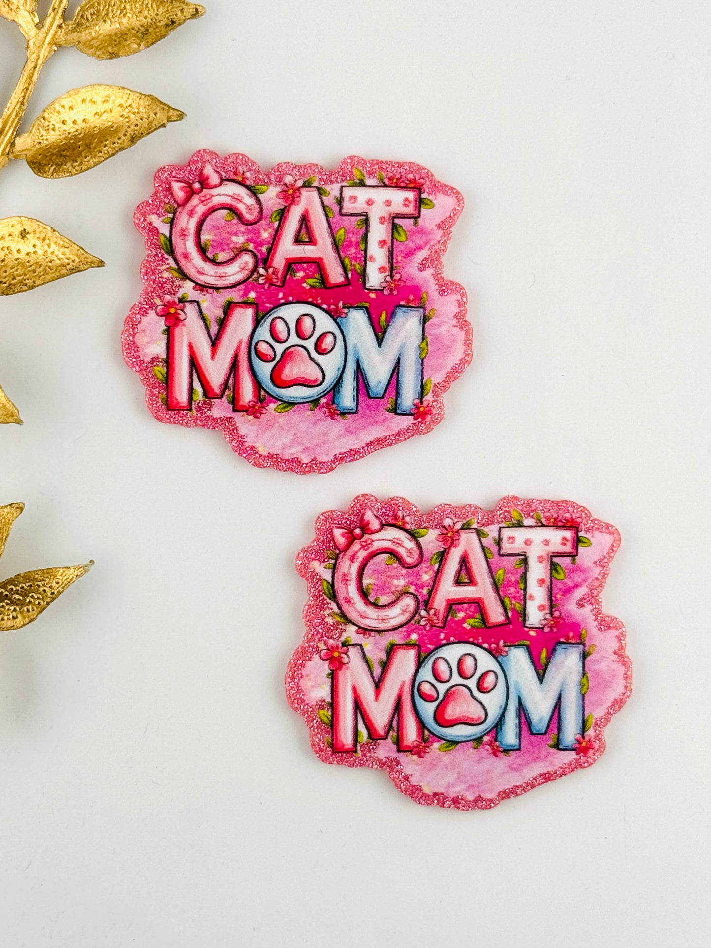 Glitter Acrylic Flatback ~ 140 ~ Cat Mom