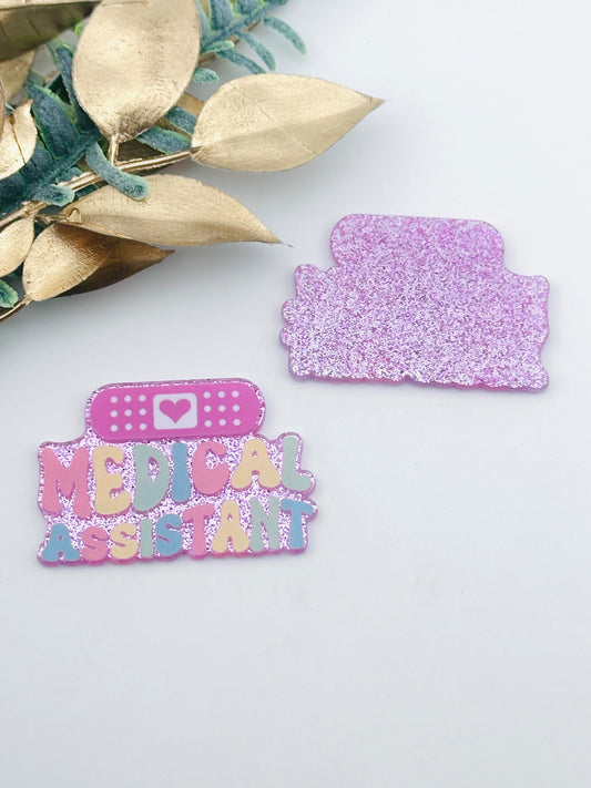 Glitter Acrylic Flatback ~ Medical Assistant Band Aid