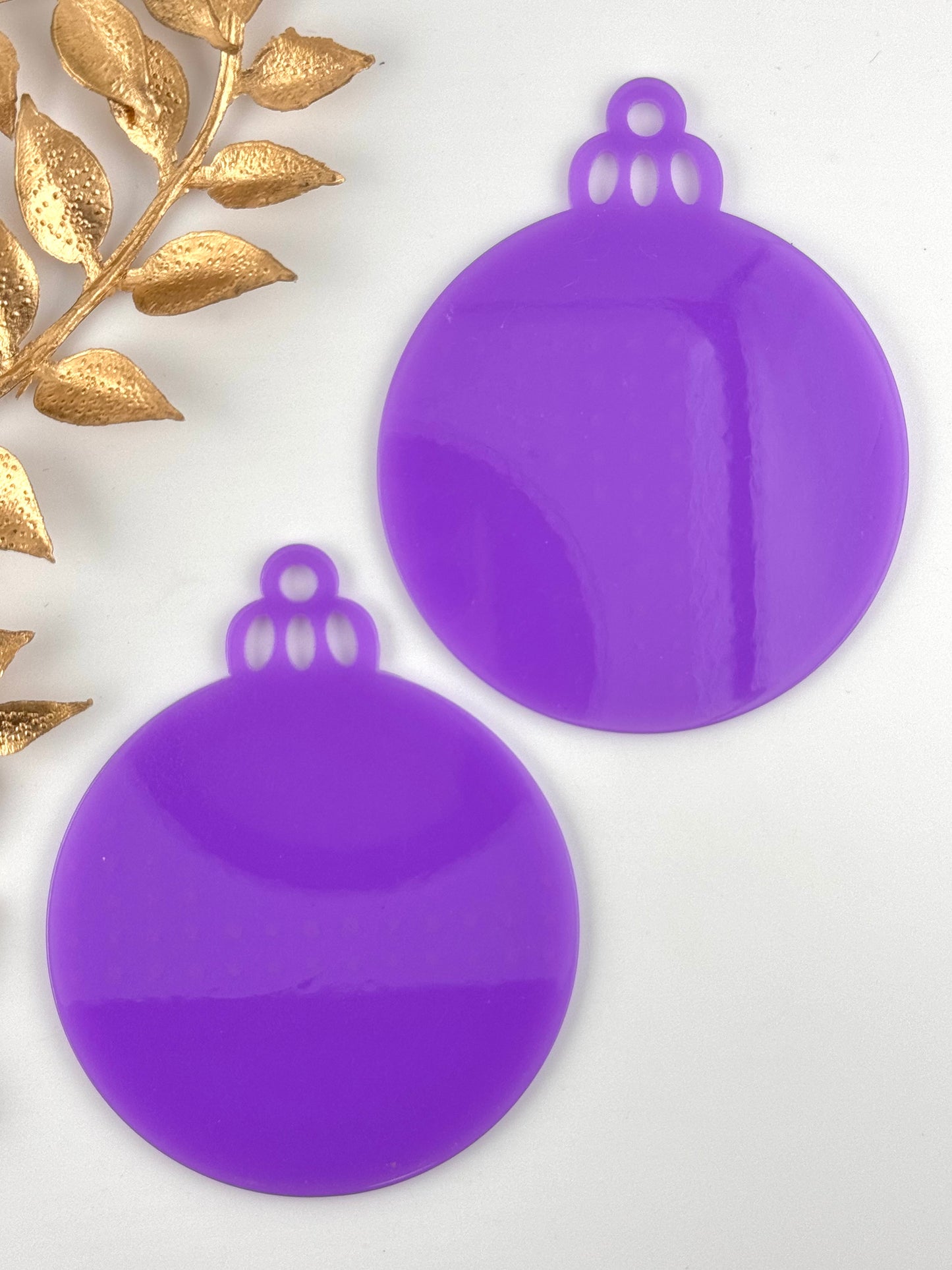 Acrylic Ornament Blank ~ Purple Solid Round