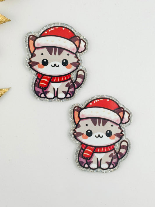 Glitter Acrylic Flatback ~ 203 ~ Bundled Up Kitty