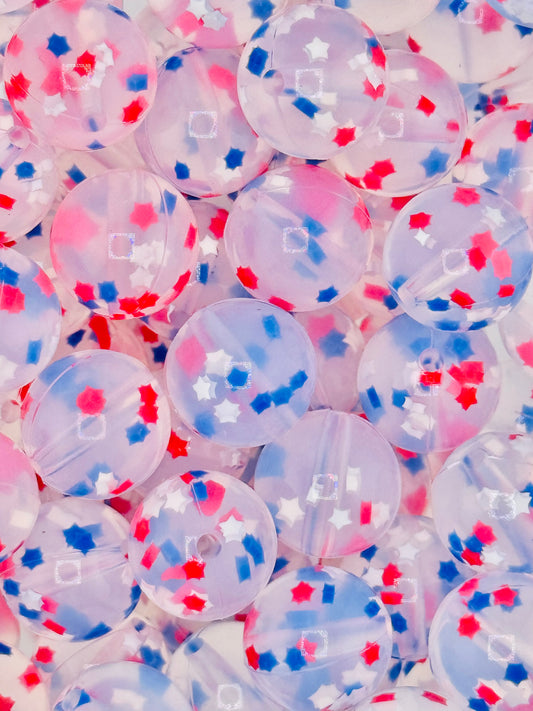 Patriotic Star Confetti 15mm Silicone