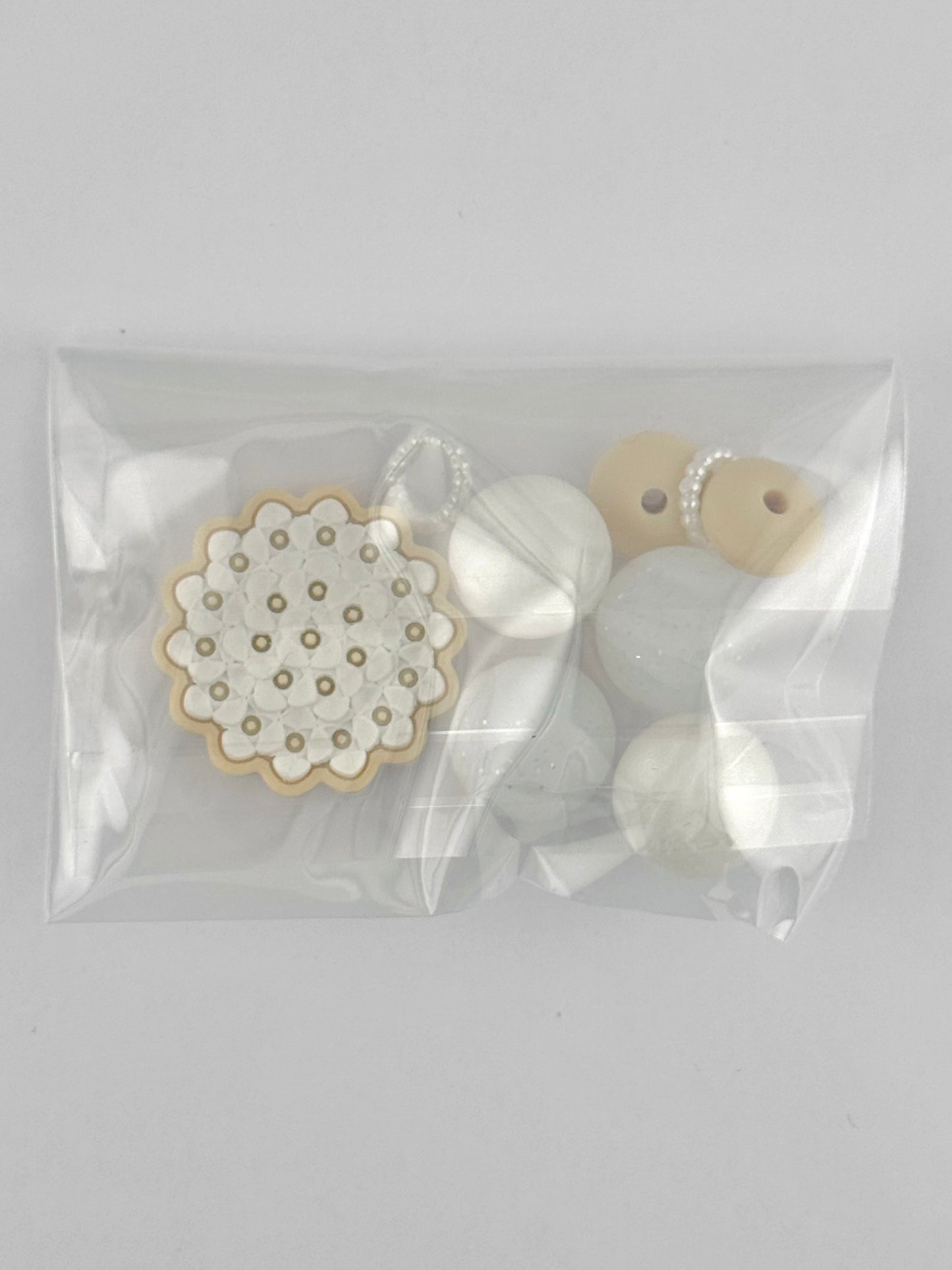 Bead Bag - White Flower