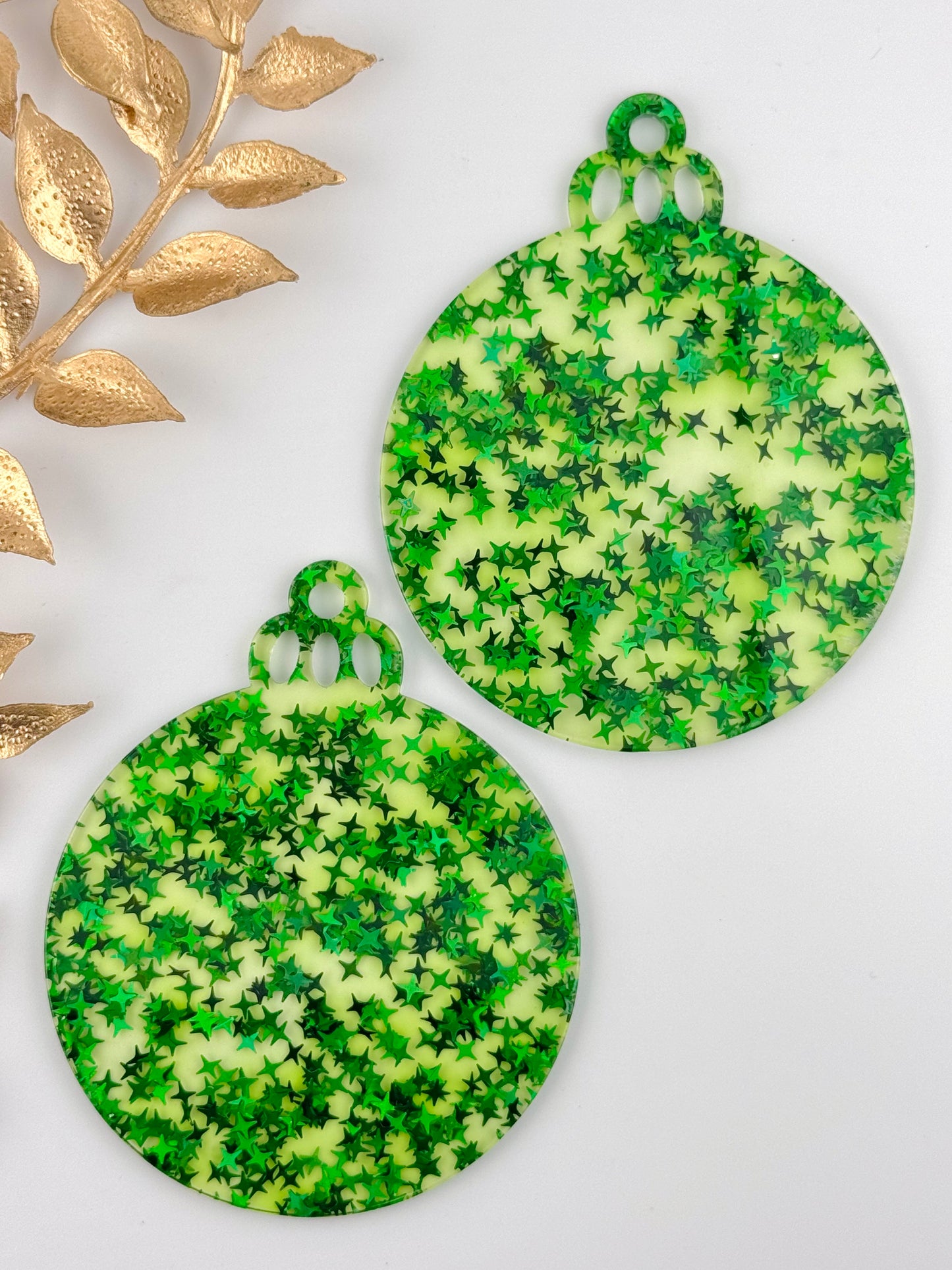 Acrylic Ornament Blank ~ Green Star Round