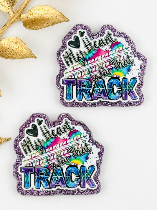 Glitter Acrylic Flatback ~ 288 ~ My Heart Is On That Track