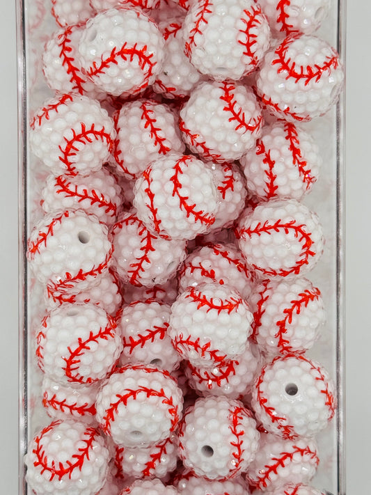 Rhinestone 20mm Acrylic ~ Baseball Print