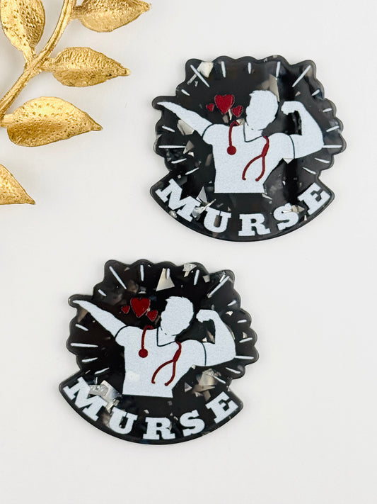 Glitter Acrylic Flatback ~ 1090N ~ Murse (Male Nurse)