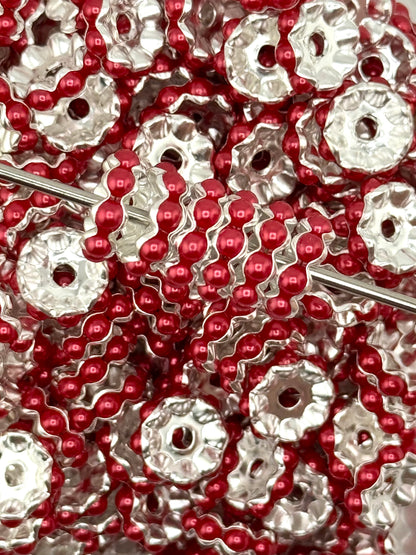Pearl Gem 12mm Spacers ~ Small Hole WAVY (10ct)
