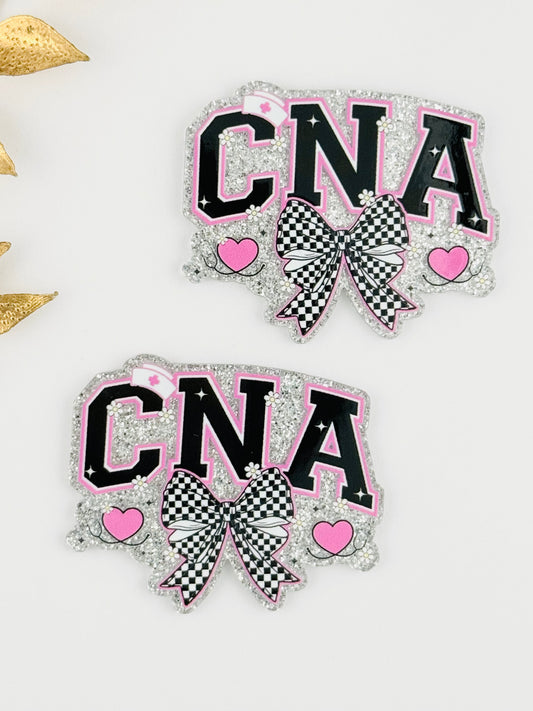 Glitter Acrylic Flatback ~ 1099N ~ Checker Bow CNA
