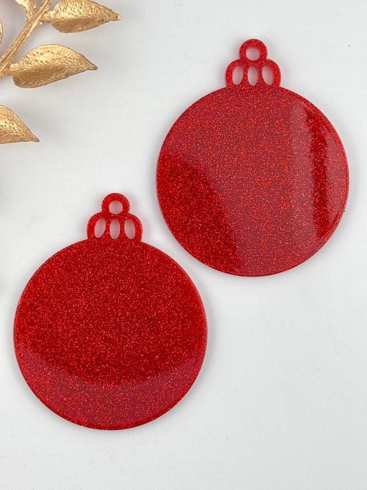 Acrylic Ornament Blank ~ Cherry Red Glitter Round (2 inch)