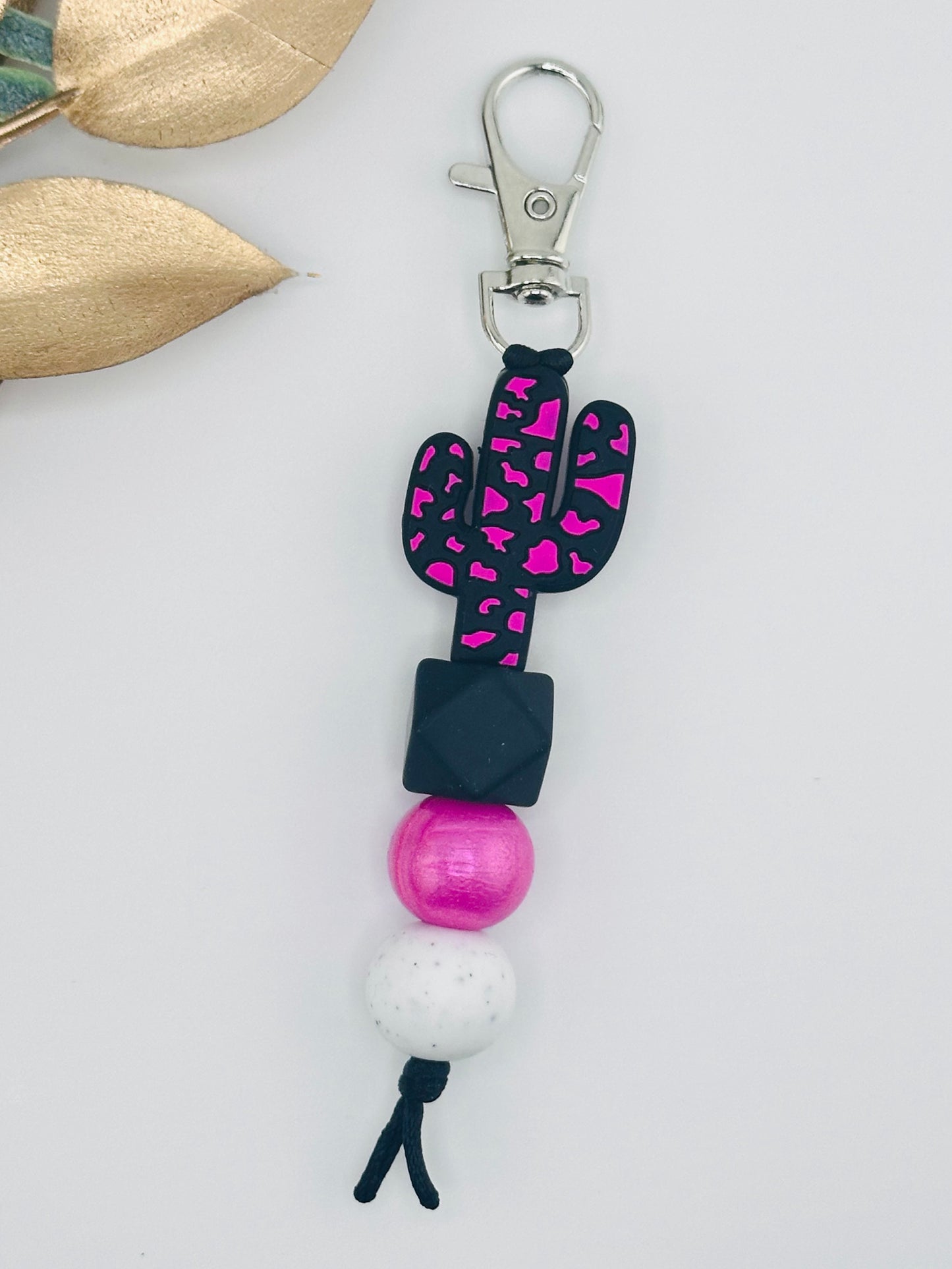 (Pre-Made) Keychain ~ Fuchsia Black Cactus