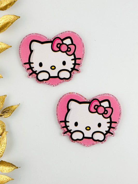 Glitter Acrylic Flatback ~ 189 ~ Cute Kitty