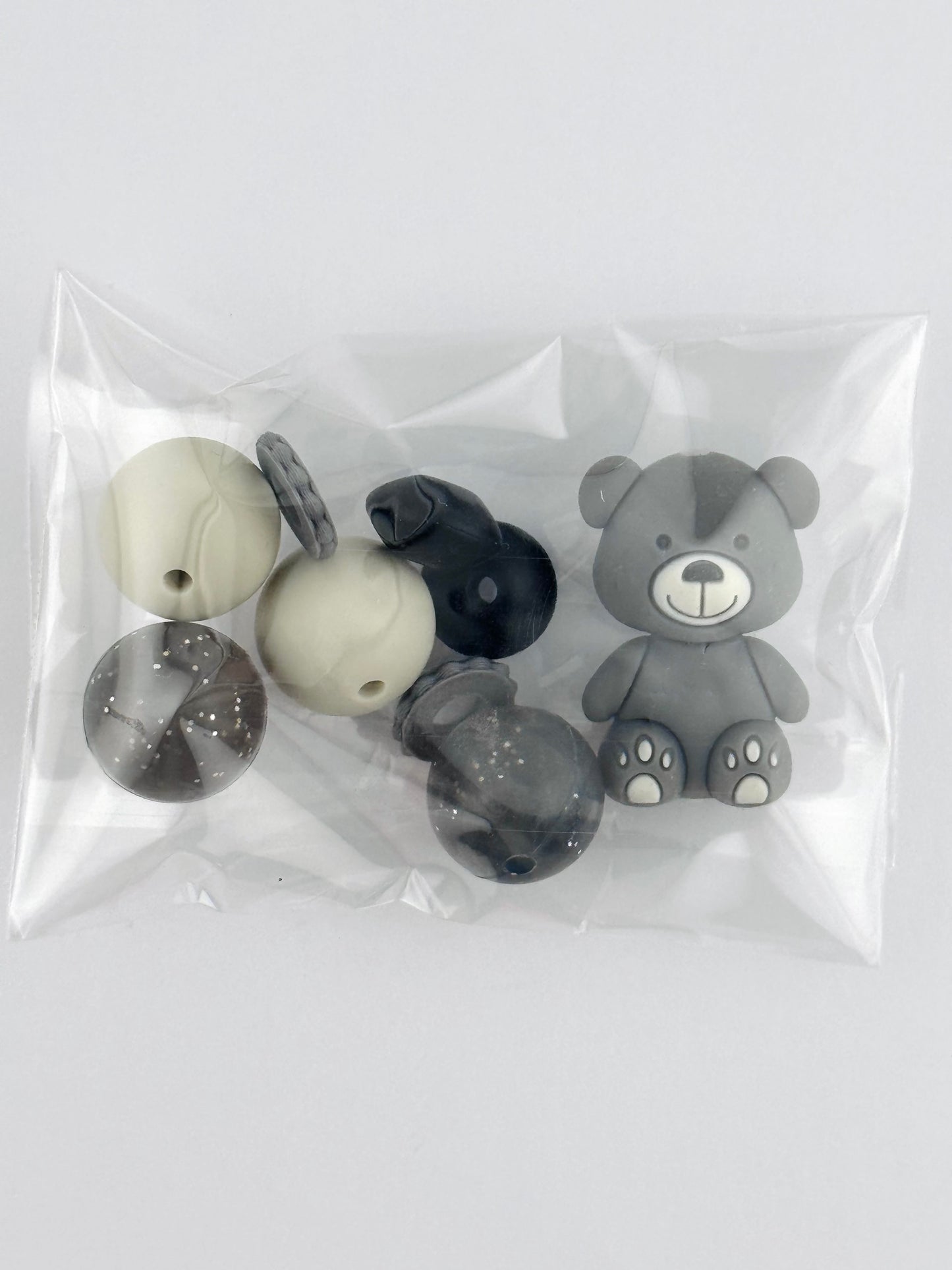 Bead Bag - Gray 3D Teddy Bear