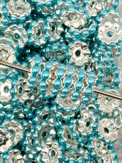 Pearl Gem 12mm Spacers ~ Small Hole WAVY (10ct)