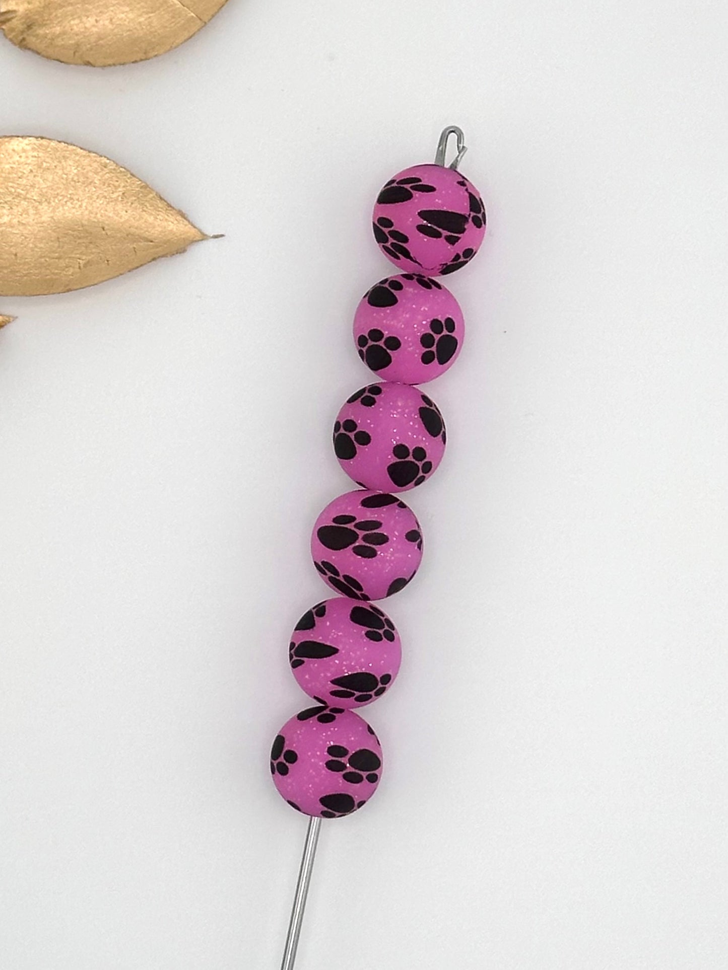 P516 Glitter Hot Pink Animal Paw 15mm Print