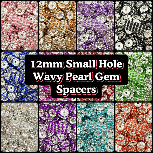 Pearl Gem 12mm Spacers ~ Small Hole WAVY (10ct)