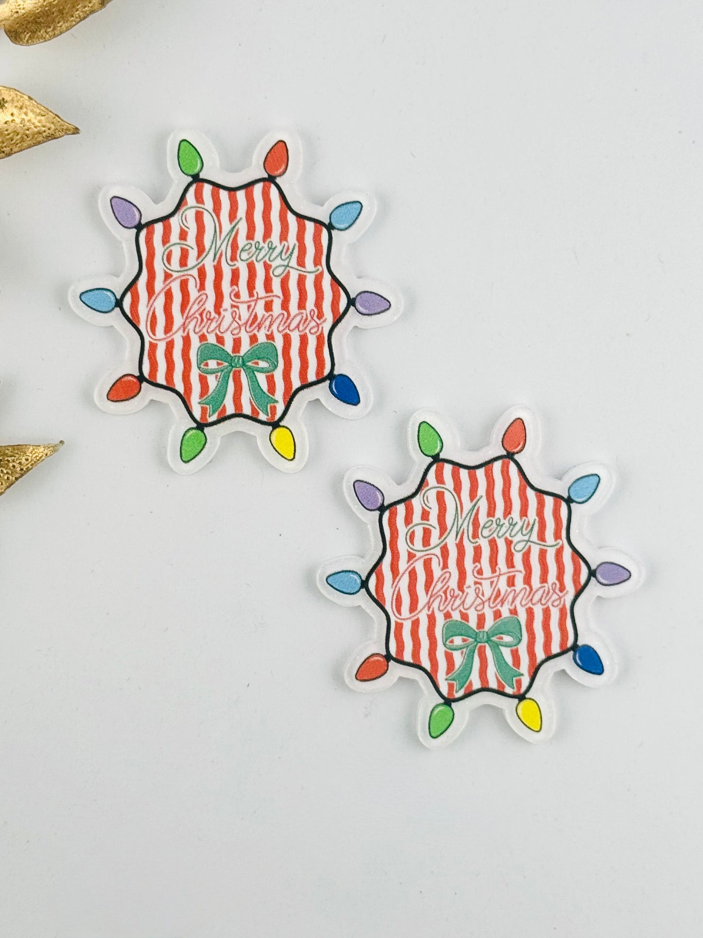 Glitter Acrylic Flatback ~ 120 ~ Merry Christmas Lights