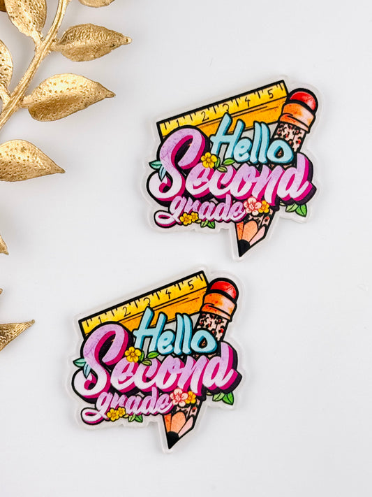 Glitter Acrylic Flatback ~ 1048T ~ Hello Second Grade