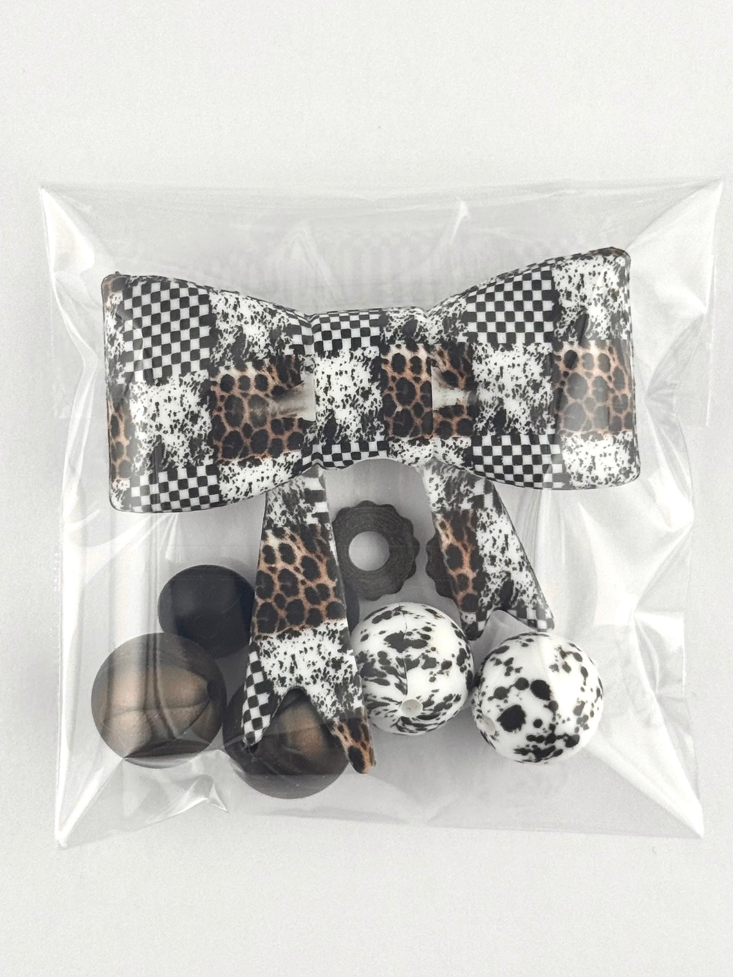 Bead Bag - Checker/Leopard Splash
