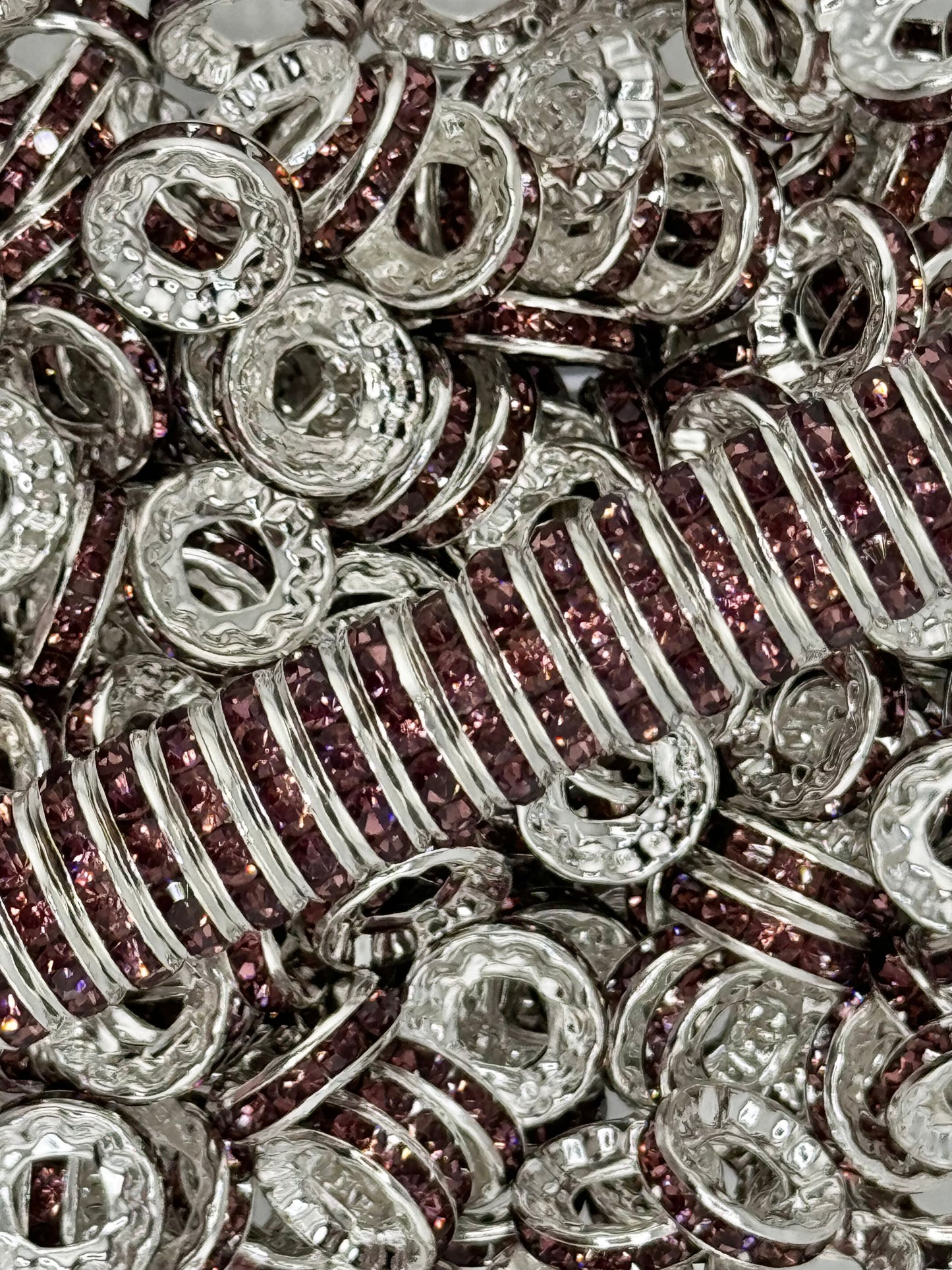 Large Hole Rhinestone Spacers ~ 12mm (10ct)