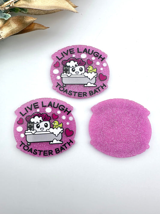Glitter Acrylic Flatback ~ Live Laugh Toaster Bath