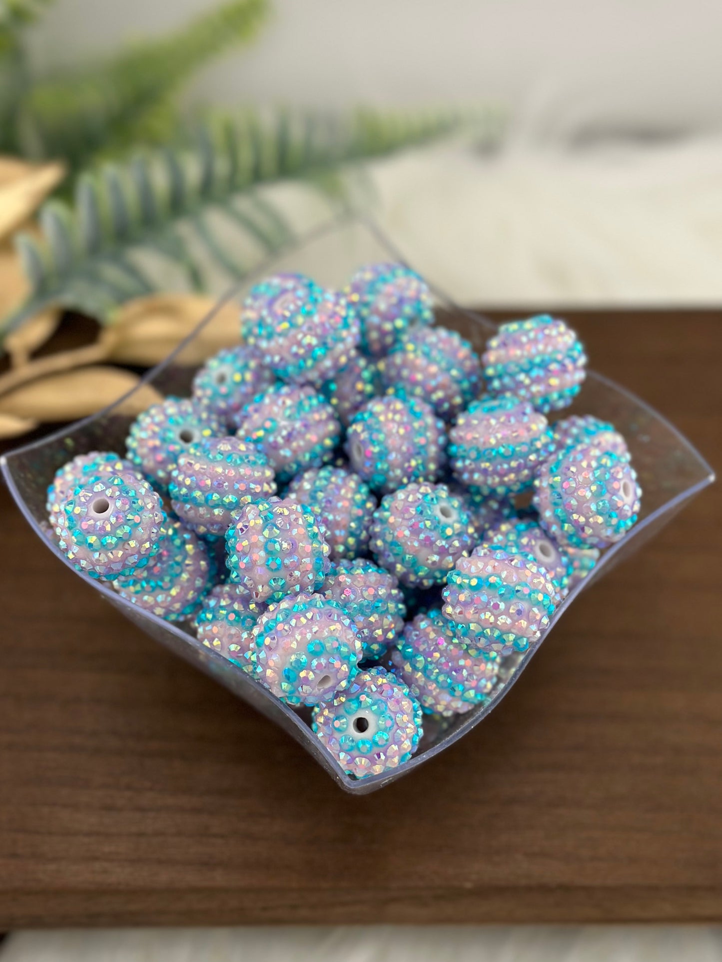 Pastel Stripe Rhinestone 20mm Acrylic