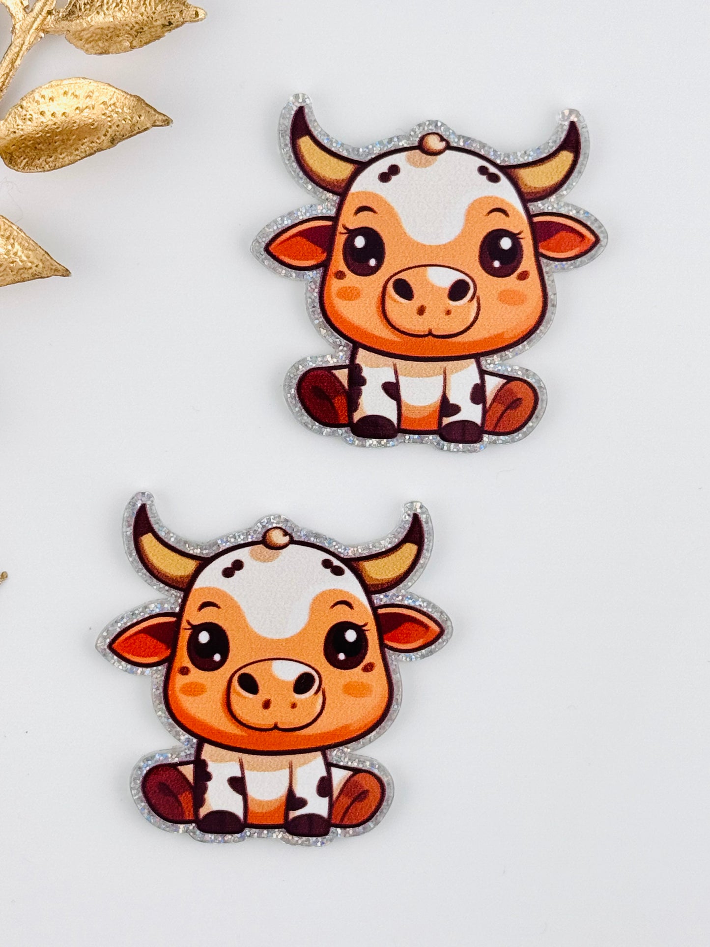 Glitter Acrylic Flatback ~ 159 ~ Baby Cow