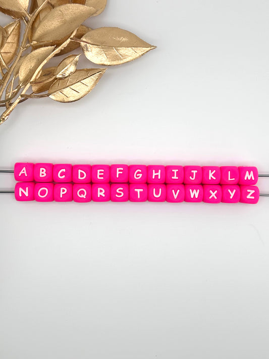 In Your Face Pink Letter Beads (12mm)