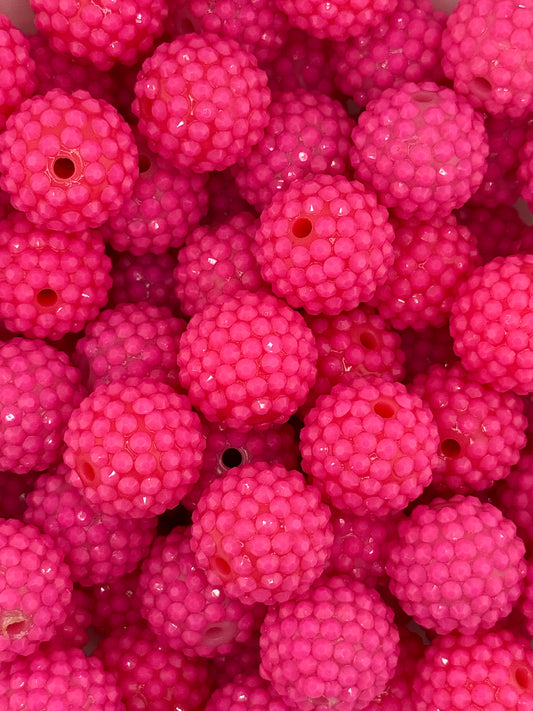 Waxberry Rhinestone 20mm Acrylic ~ Neon Pink