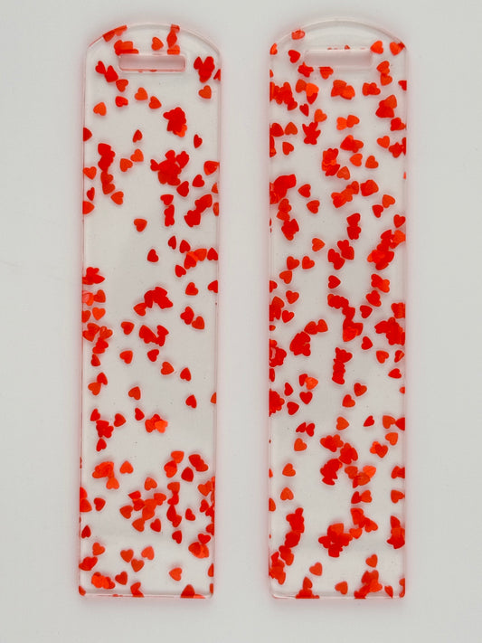 Acrylic Bookmark ~ Red Hearts