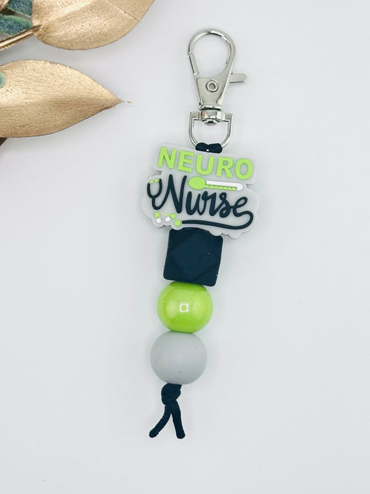 (Pre-Made) Neuro Nurse Chartreuse Mini Keychain