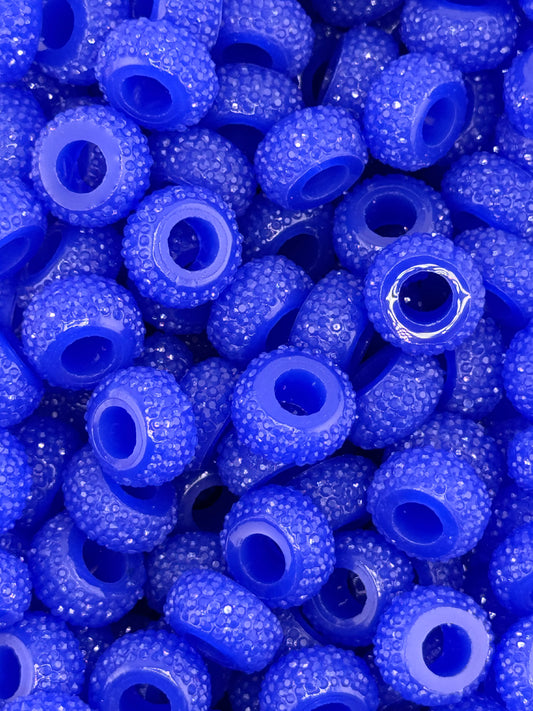 Resin Rhinestone Spacer 12mm ~ Narrow Large Hole ~ Royal Blue