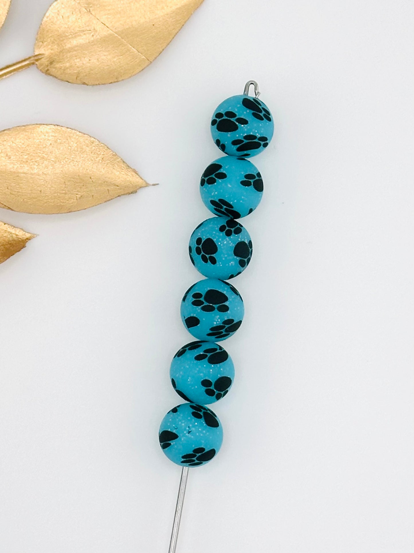 P513 Glitter Turquoise Animal Paw 15mm Print